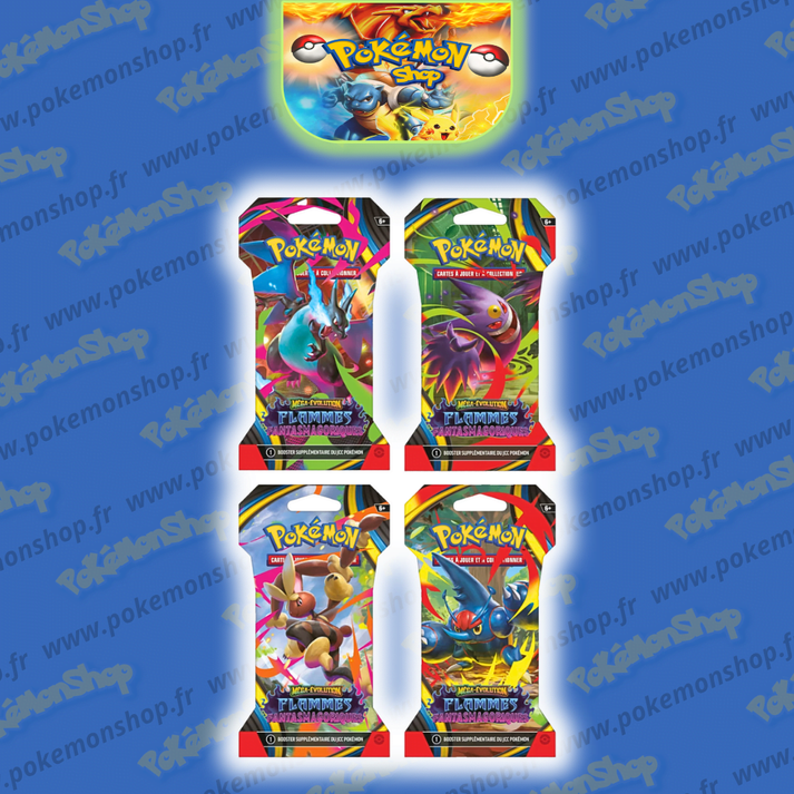 Pokémon ME02 Art Set x4 Boosters Blister Flammes Fantasmagoriques ...