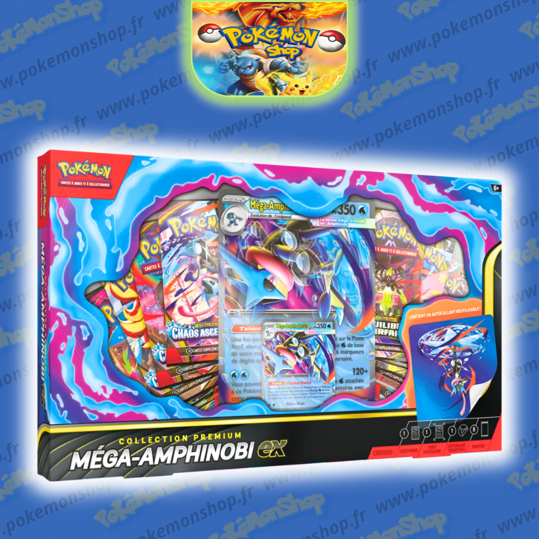 Pokémon Coffret Mega Amphinobi Ex Collection Premium FR Préco