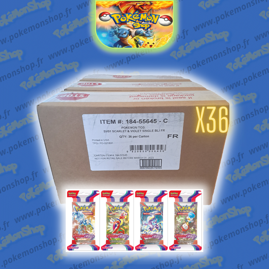 Pokemon Carton Scellé x36 Boosters Blister Ecarlate et Violet EV01 Fr